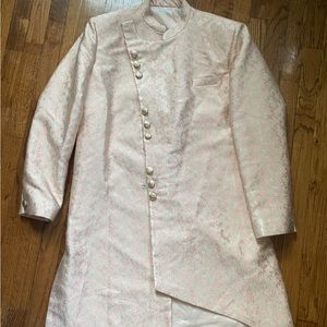 Vintage Size 16 Jacquard coat. Pink and gold